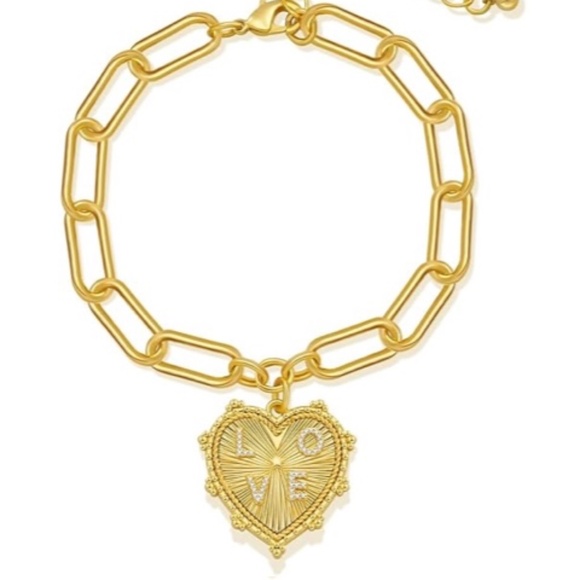 New Liv Oliver 18k Gold Plated Heart Charm Bracelet - Picture 6 of 6